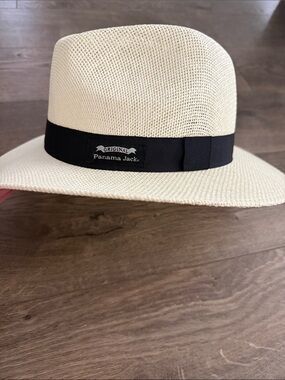 Panama Jack Natural Straw Fedora with Black Band